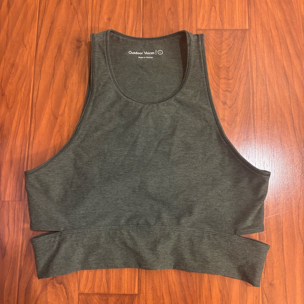 Outdoor Voices Slashback Crop Top Womens Large Dark Green